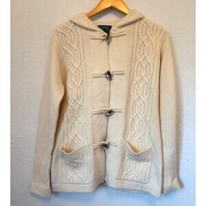 Vintage Lauren Ralph Lauren Wool Cashmere Cable Knit Sweater Angora Cream Nordic